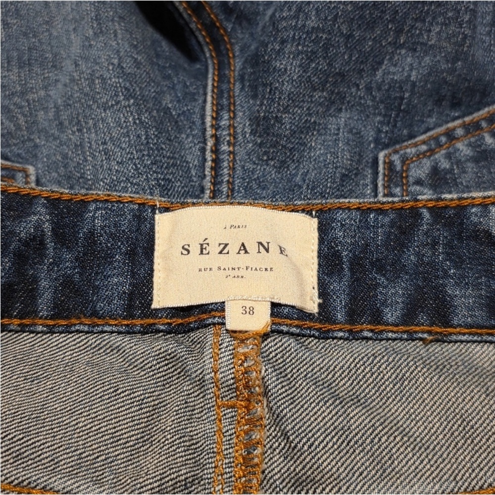 Sezane Straight-Leg Jeans in Medium Blue Denim - Picture 4 of 4